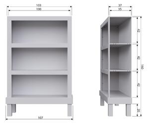 Svijetlo siva biblioteka od masivnog bora 107x160 cm Bonk – Basiclabel