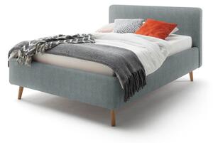 Plavi/sivi tapecirani bračni krevet s prostorom za pohranu s podnicom 140x200 cm Mattis – Meise Möbel