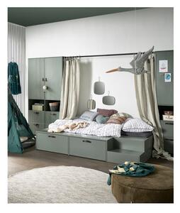 Zeleni/sivi dječji krevet od masivnog bora s prostorom za odlaganje 80x200 cm Stage – vtwonen
