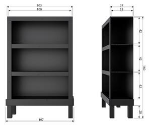 Crna biblioteka od masivnog bora 107x160 cm Bonk – Basiclabel