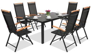 Polywood Verona Wood aluminijski vrtni namještaj za 6 osoba Garden Point, crni