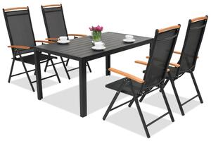 Verona Wood poliwood aluminijski vrtni namještaj za 4 osobe, Garden Point, crni