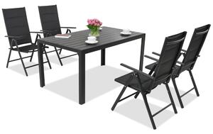 Verona polywood aluminijski vrtni namještaj za 4 osobe, Garden Point, crni