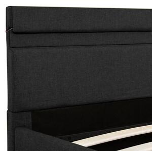 Hidraulični okvir za krevet od tkanine LED tamnosivi 160x200 cm
