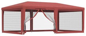 VidaXL Šator za zabave sa 6 mrežastih bočnih zidova crveni 6x4 m HDPE