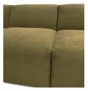 Kaki zelena baršunasta modularna sofa u obliku slova U Scandic Sting, lijevi kut