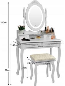 Vintage toaletni stolić s okretnim zrcalom s LED rasvjetom