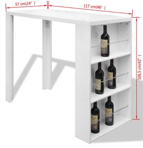 Barski stol od MDF-a sa stalkom za vino visoki sjaj bijeli