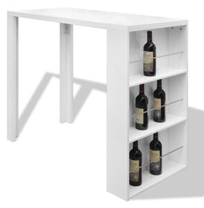 Barski stol od MDF-a sa stalkom za vino visoki sjaj bijeli