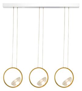Zambelis LED viseća svjetiljka 23029, zlatna, 105 cm, 3 svjetla, metal/staklo, dimabilna, prigušiva, Zlato / mjed, Dnevni boravak/blagovaonica, Aluminij
