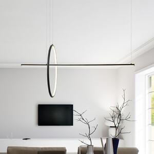 Zambelis LED viseća svjetiljka 20128, mat crna, duljina 122 cm, metal, dimabilna, prigušiva, Crno, Dnevni boravak/blagovaonica, Aluminij