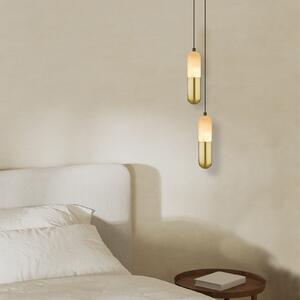 Zambelis LED viseća lampa 2545 mesing/bijela Ø 5 cm metal/alabastar dimabilna, prigušiva, Zlato / mjed, Dnevni boravak/blagovaonica, Metal