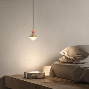 Zambelis LED viseća lampa 25100, mesing/crvena, Ø14 cm, metal/staklo/keramika, prigušiva, Zlato / mjed, Dnevni boravak/blagovaonica, Metal