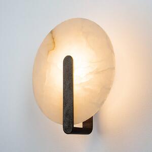 Zambelis LED zidna svjetiljka 2553, bijela/crna, Ø 25 cm, alabaster, Bijela, Dnevni boravak/blagovaonica, Kamen