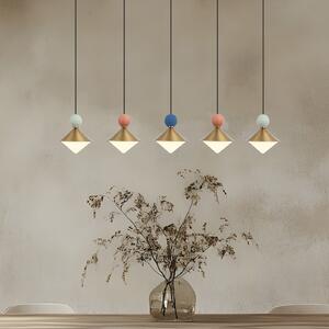 Zambelis LED viseća lampa 25103 mesing/višebojna, 5 svjetiljki, metal/staklo/keramika, prigušiva, Zlato / mjed, Dnevni boravak/blagovaonica, Metal