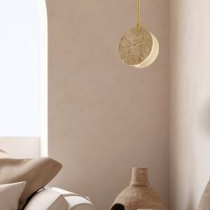 Zambelis LED viseća svjetiljka 25336, bež, Ø 10 cm, prirodni kamen, Bež, Dnevni boravak/blagovaonica, Kamen