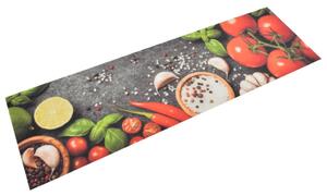 VidaXL Kuhinjski tepih perivi s uzorkom povrća 45 x 150 cm baršunasti