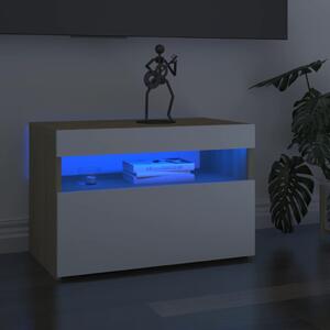 TV ormarići s LED svjetlima 2 kom bijeli i hrast 60x35x40 cm