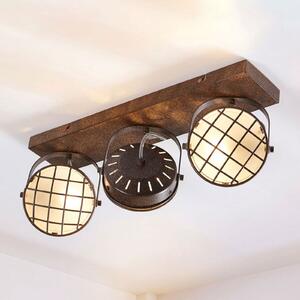 Lindby reflektor Tamin, 48 cm, rđasta boja, 3 žarulje, staklo, prigušiva, Smeđa / hrđa, Dnevni boravak/blagovaonica, Metal
