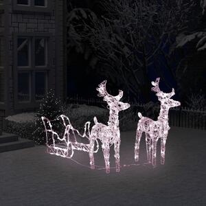 VidaXL Ukrasni božićni sobovi i sanjke 160 LED žarulja 130 cm akrilni