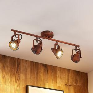 Lindby stropni reflektor Scabra, 63 cm, hrđasto smeđa, 4 žarulje, metal, prigušiva, Smeđa / hrđa, Dnevni boravak/blagovaonica, Metal