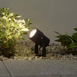 Lucande LED vanjski reflektor Jon, zemljani šiljak, podesiv, IP65, Sivo, Aluminij