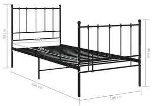 Okvir za krevet crni metalni 100 x 200 cm