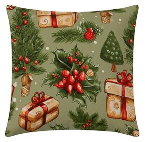 Jastučnica od mikrovlakana CHRISTMAS PRESENTS 45x45 cm, zelena