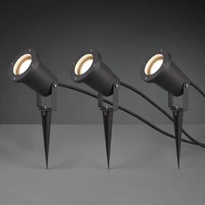 Trio Lighting Ubangi vanjski reflektor s uzemljenim šiljkom u kompletu od 3 komada, Crno, Metal