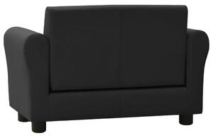 Dječja sofa s tabureom od umjetne kože crna