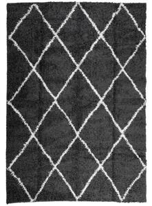 VidaXL Čupavi moderni tepih s visokim vlaknima crni-krem 160 x 230 cm