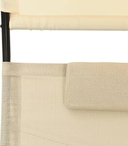 Dvostruka ležaljka za sunčanje s krovom od tekstilena krem