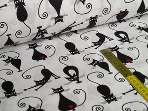 Crne dvokrevetne posteljine s mačićima