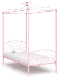 Okvir za krevet s nadstrešnicom ružičasti metalni 100 x 200 cm