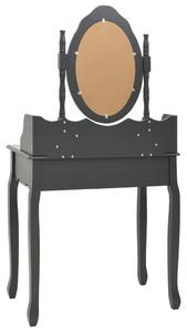Toaletni stolić sa stolcem sivi 75x69x140 cm od drva paulovnije