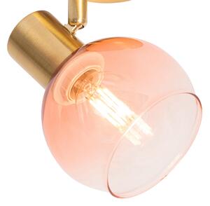 Art Deco reflektor zlatni sa ružičastim staklom - Vidro