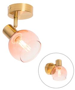 Art Deco reflektor zlatni sa ružičastim staklom - Vidro