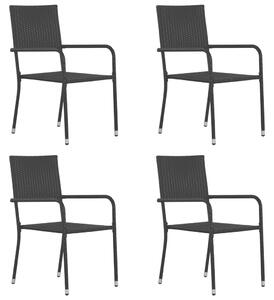 Vrtne blagovaonske stolice od poliratana 4 kom crne
