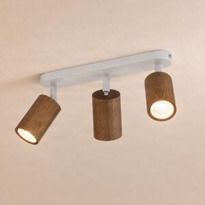 Luminex Nisse stropni reflektor, bijeli, duljine 33 cm, 3 žarulje, drvo/metal, prigušiva, Bijela, Dnevni boravak/blagovaonica, Drvo, Strop s više plamena