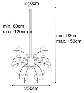 Dizajnirana viseća svjetiljka od mesinga s dimnim staklom 8 svjetala - Explode