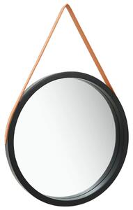VidaXL Zidno ogledalo s remenom 60 cm crno
