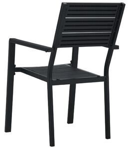 Vrtne stolice 2 kom crne HDPE s izgledom drva