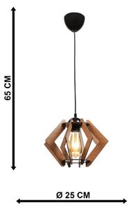 Crna stropna svjetiljka s drvenim sjenilom - Squid Lighting