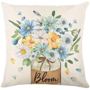 Laneni pokrivač za jastuk BLOOM 45x45 cm, krem boja