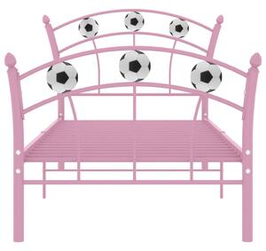 Okvir za krevet s nogometnim uzorkom ružičasti metal 90x200 cm