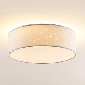 Lindby LED stropna lampa Ellamina, 40 cm, bijela, tekstil, Bijela, Dnevni boravak/blagovaonica, Tkanina / tekstil