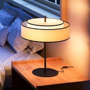 Maytoni Podna lampa Bergamo, bijela/crna, tkanina, visina 39 cm, E14, Bijela, Dnevni boravak/blagovaonica, Tkanina / tekstil