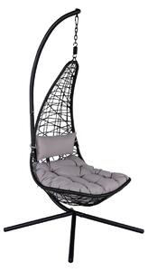 Viseća stolica Dallas 519205x132x130cm, Crna, Tkanina, Metal, PVC pletivo