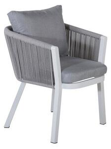 Vrtna stolica Dallas 107573x60x63cm, Svijetlo siva, Bijela, Metal, Tkanina