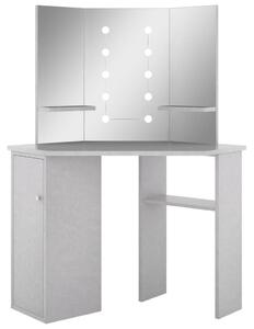Kutni toaletni stolić LED siva boja betona 111 x 54 x 141,5 cm